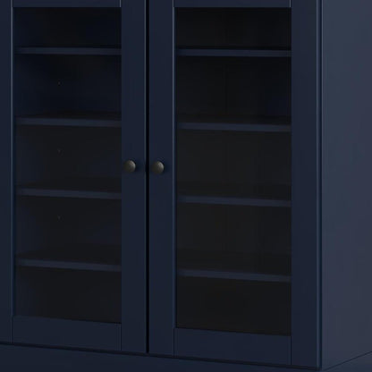 Navy Blue Twenty Pair Solid WoodShoe Storage Cabinet