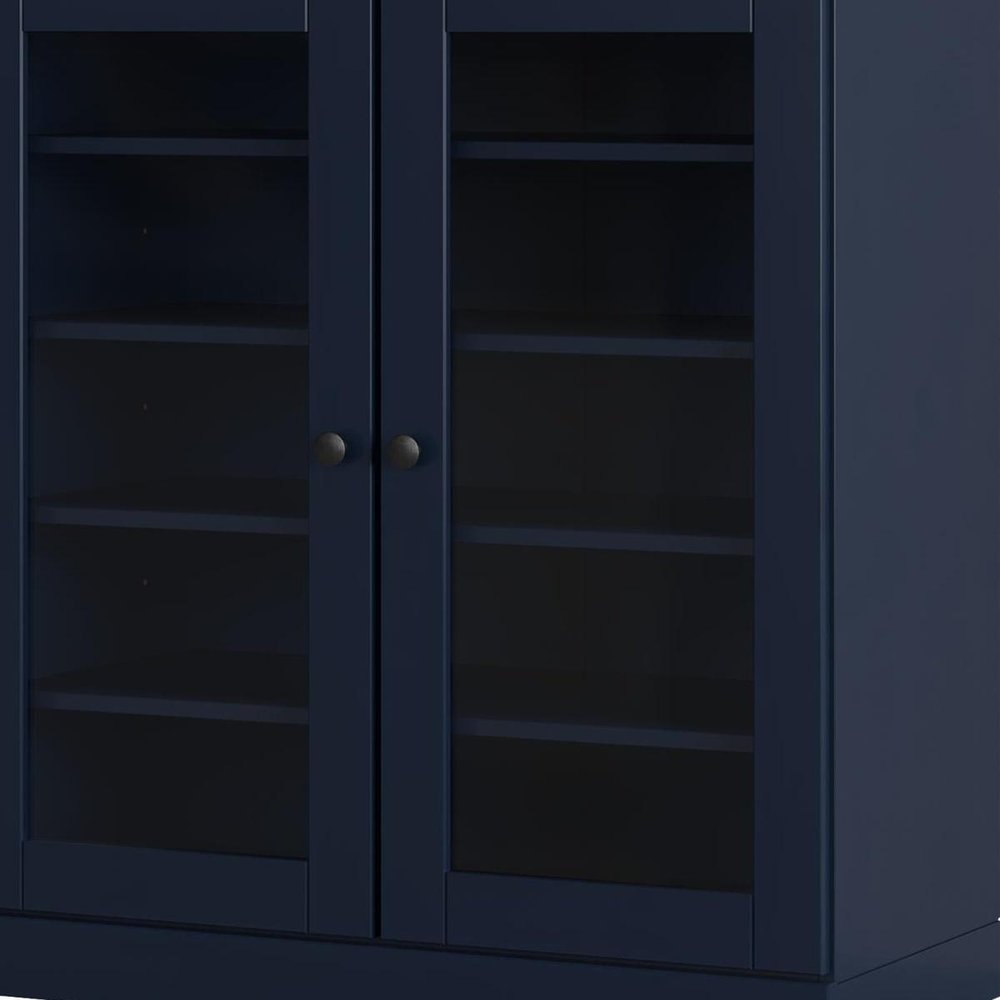 Navy Blue Twenty Pair Solid WoodShoe Storage Cabinet