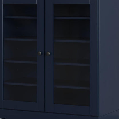 Navy Blue Twenty Pair Solid WoodShoe Storage Cabinet