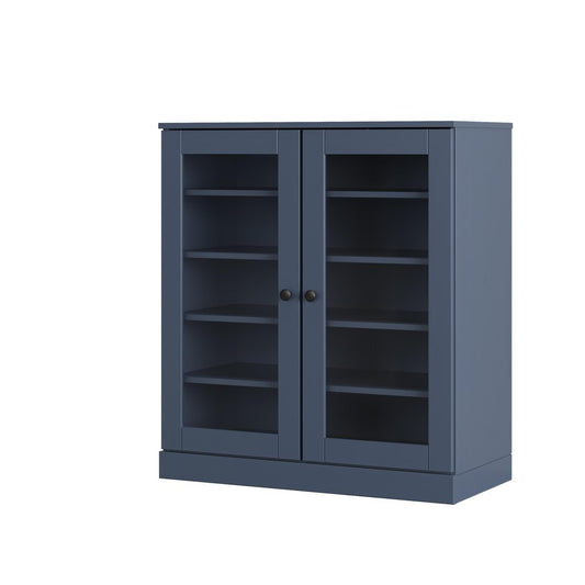 French Blue Twenty Pair Solid WoodShoe Storage Cabinet