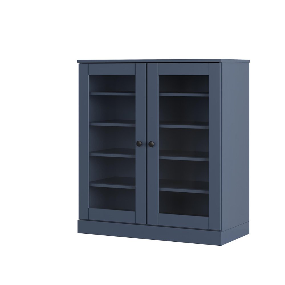 French Blue Twenty Pair Solid WoodShoe Storage Cabinet — view 1