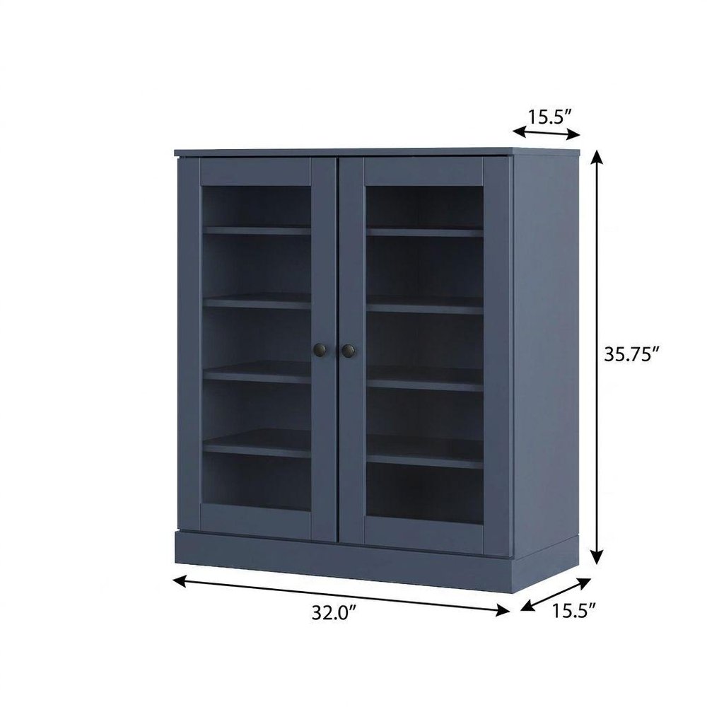 French Blue Twenty Pair Solid WoodShoe Storage Cabinet HomeRoots