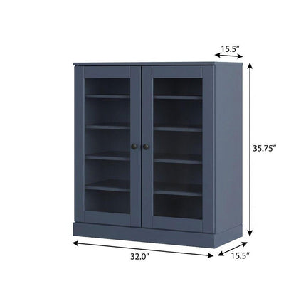 French Blue Twenty Pair Solid WoodShoe Storage Cabinet HomeRoots