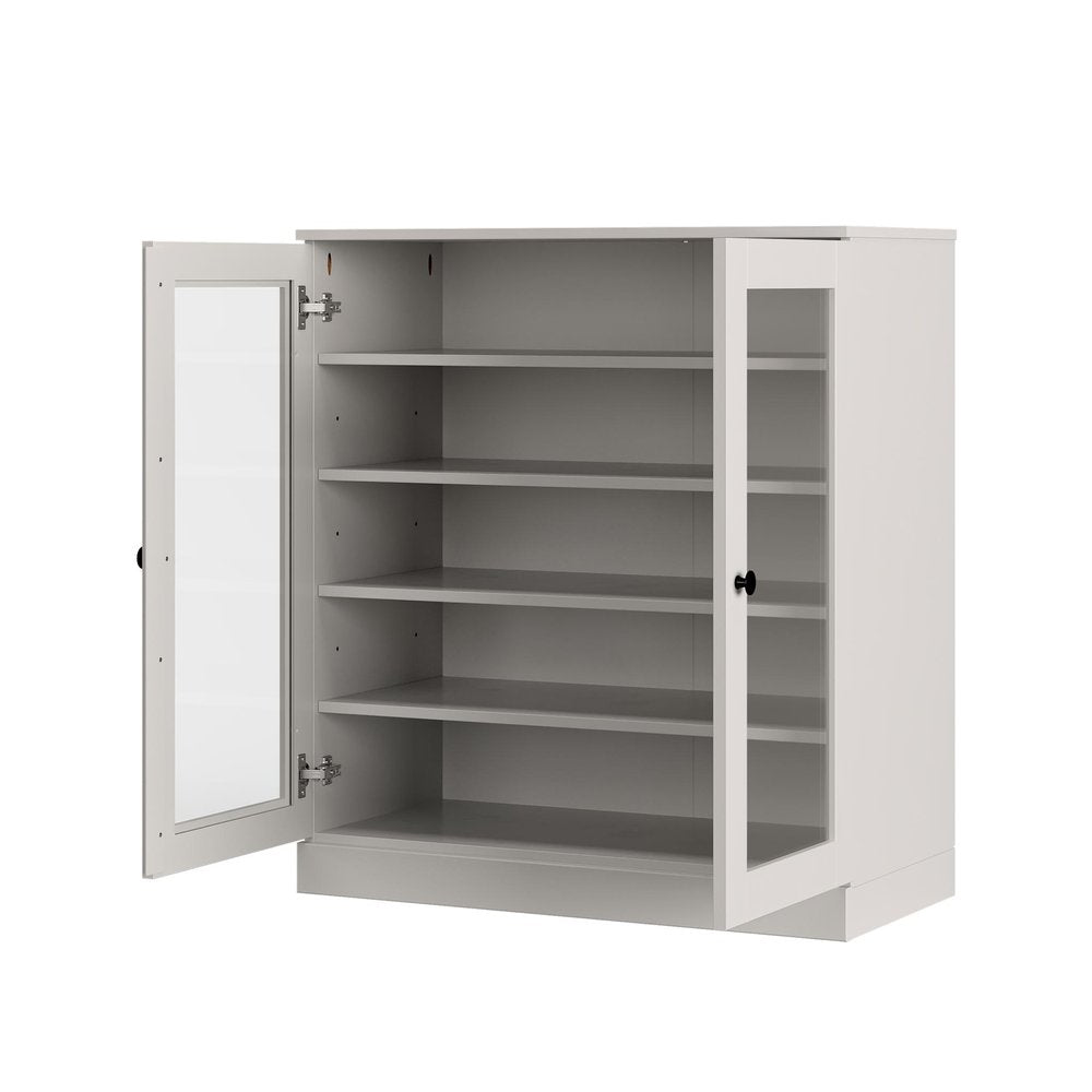 Off White Twenty Pair Solid WoodShoe Storage Cabinet HomeRoots