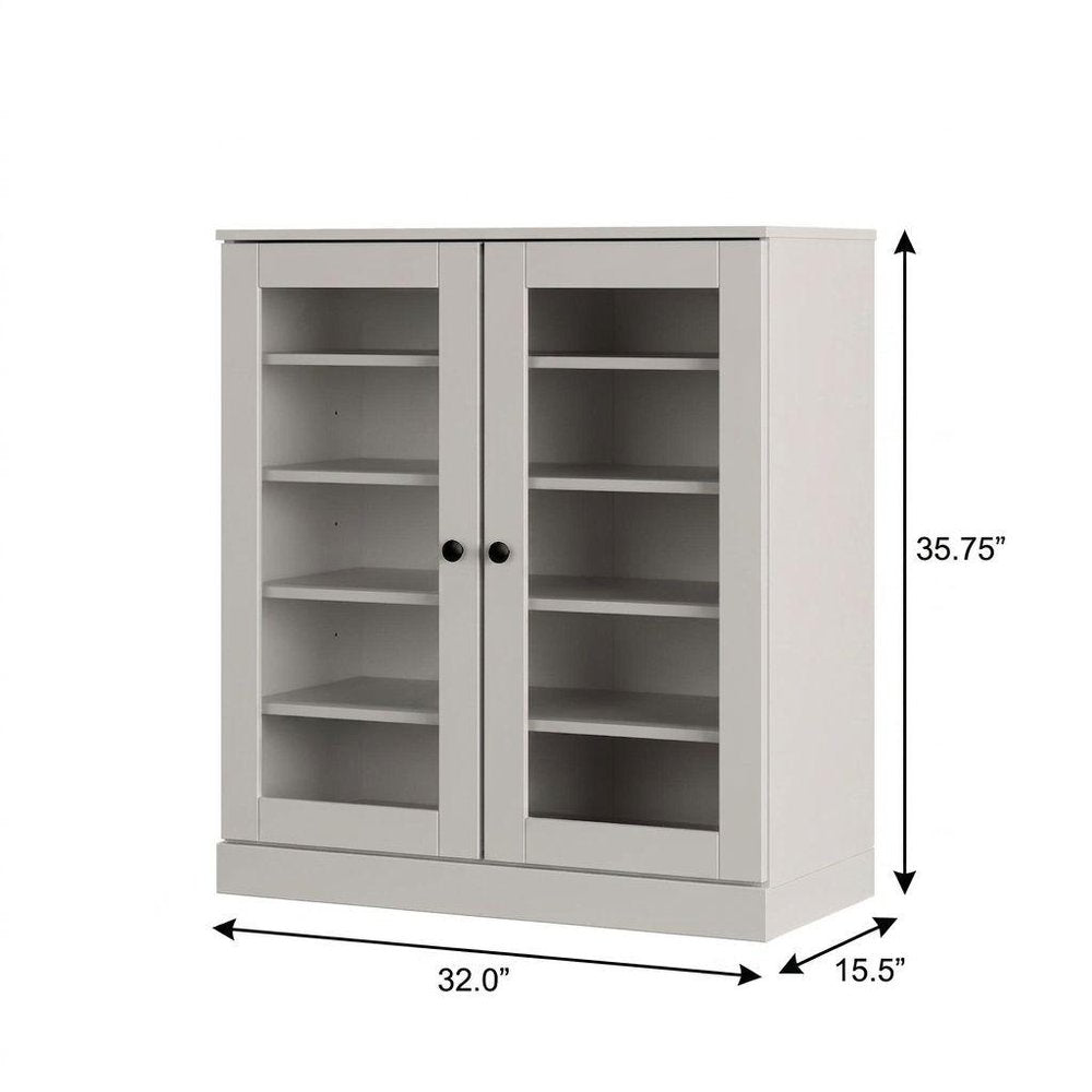 Off White Twenty Pair Solid WoodShoe Storage Cabinet HomeRoots