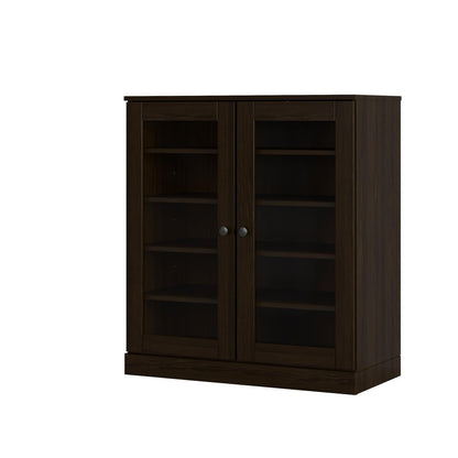 Espresso Twenty Pair Solid WoodShoe Storage Cabinet HomeRoots