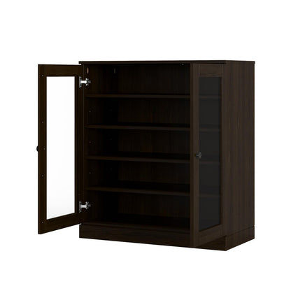 Espresso Twenty Pair Solid WoodShoe Storage Cabinet HomeRoots