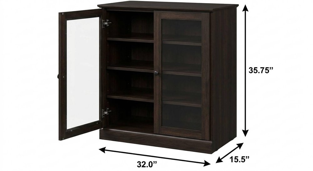 Espresso Twenty Pair Solid WoodShoe Storage Cabinet — view 3