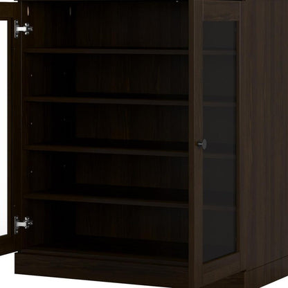 Espresso Twenty Pair Solid WoodShoe Storage Cabinet HomeRoots