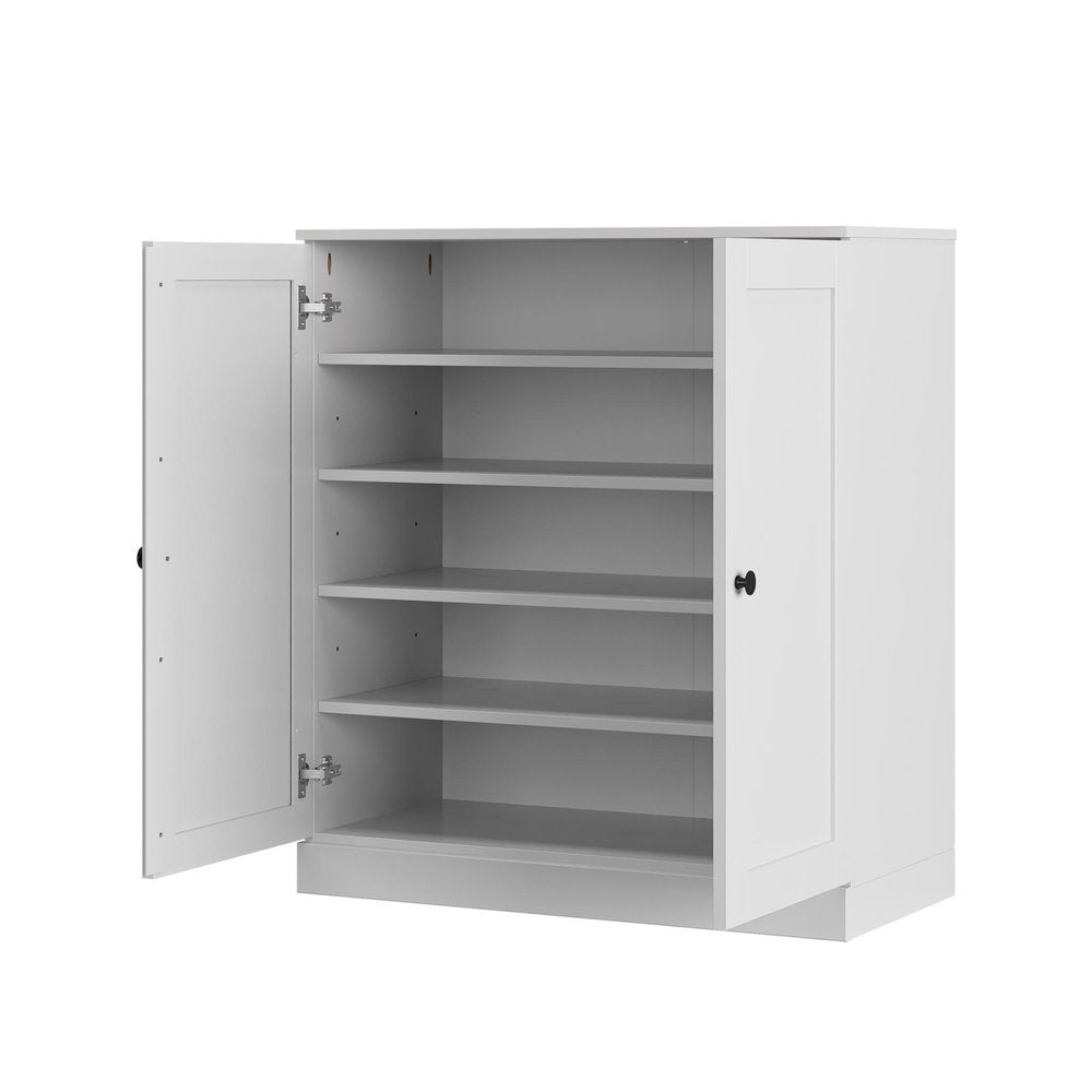 White Twenty Pair Solid WoodShoe Storage Cabinet HomeRoots