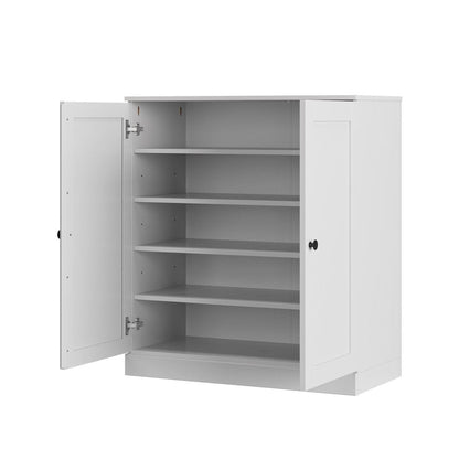 White Twenty Pair Solid WoodShoe Storage Cabinet HomeRoots