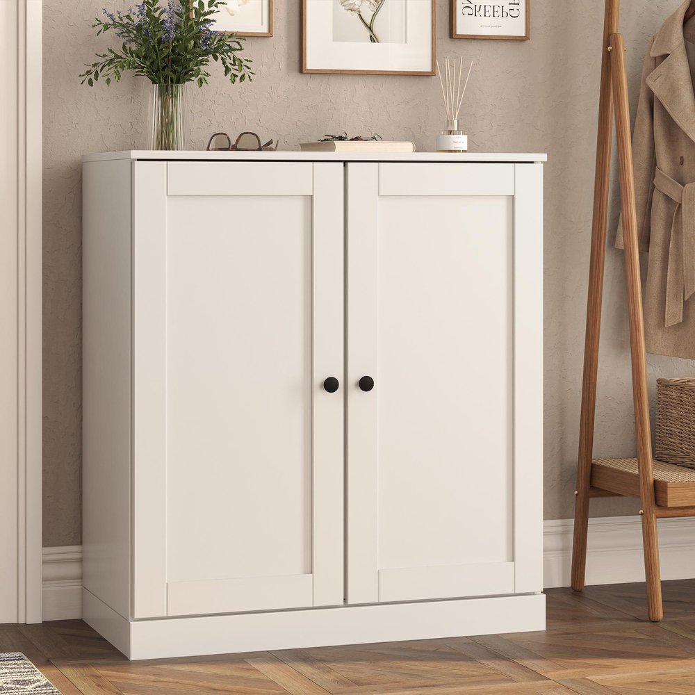 White Twenty Pair Solid WoodShoe Storage Cabinet HomeRoots