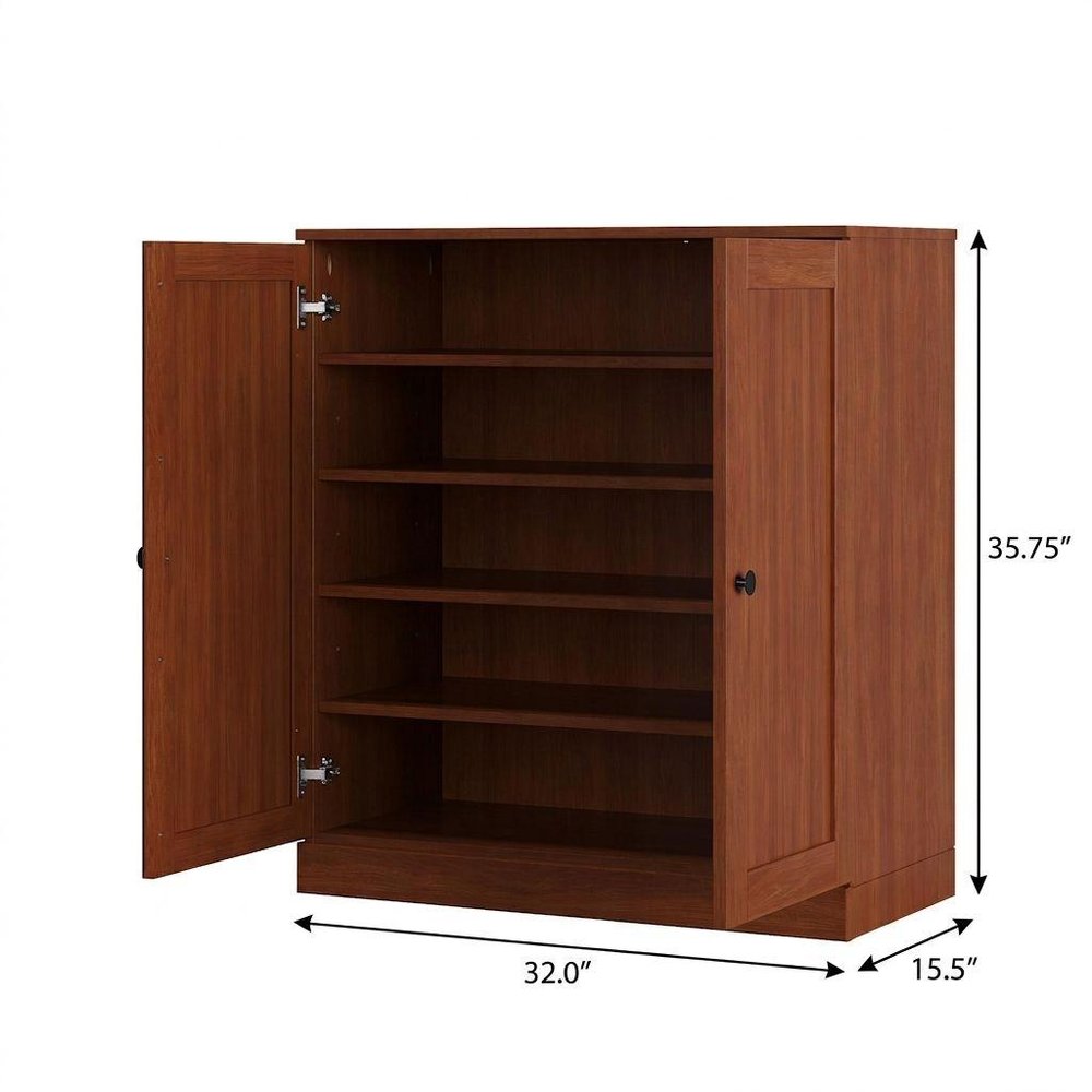 Coffee Twenty Pair Solid WoodShoe Storage Cabinet HomeRoots