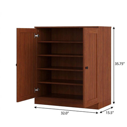 Coffee Twenty Pair Solid WoodShoe Storage Cabinet HomeRoots