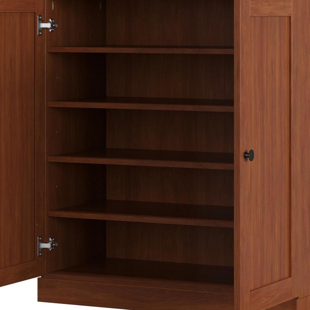 Coffee Twenty Pair Solid WoodShoe Storage Cabinet — view 5
