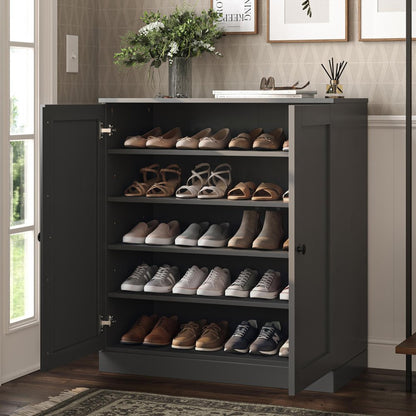 Gray Twenty Pair Solid WoodShoe Storage Cabinet HomeRoots