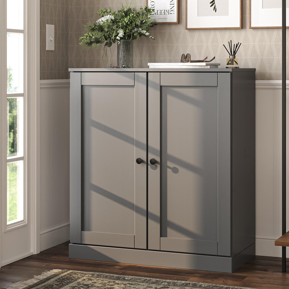 Gray Twenty Pair Solid WoodShoe Storage Cabinet — view 6