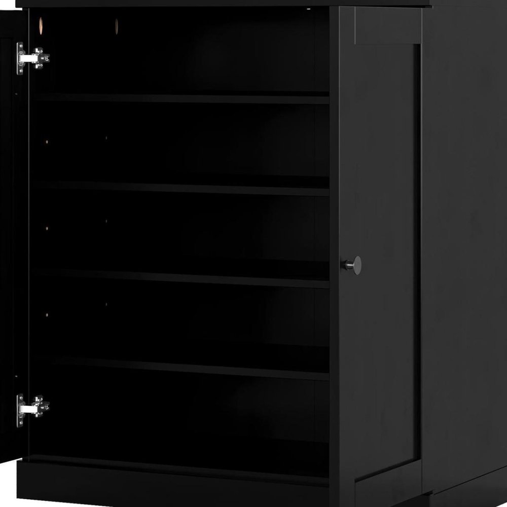 Black Twenty Pair Solid WoodShoe Storage Cabinet — view 5