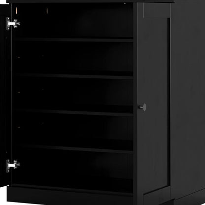 Black Twenty Pair Solid WoodShoe Storage Cabinet