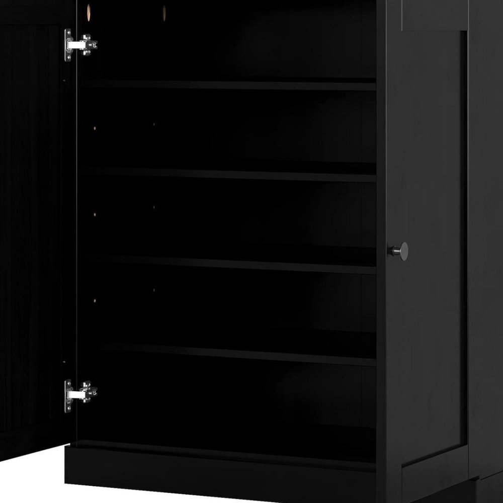 Black Twenty Pair Solid WoodShoe Storage Cabinet