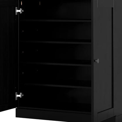 Black Twenty Pair Solid WoodShoe Storage Cabinet