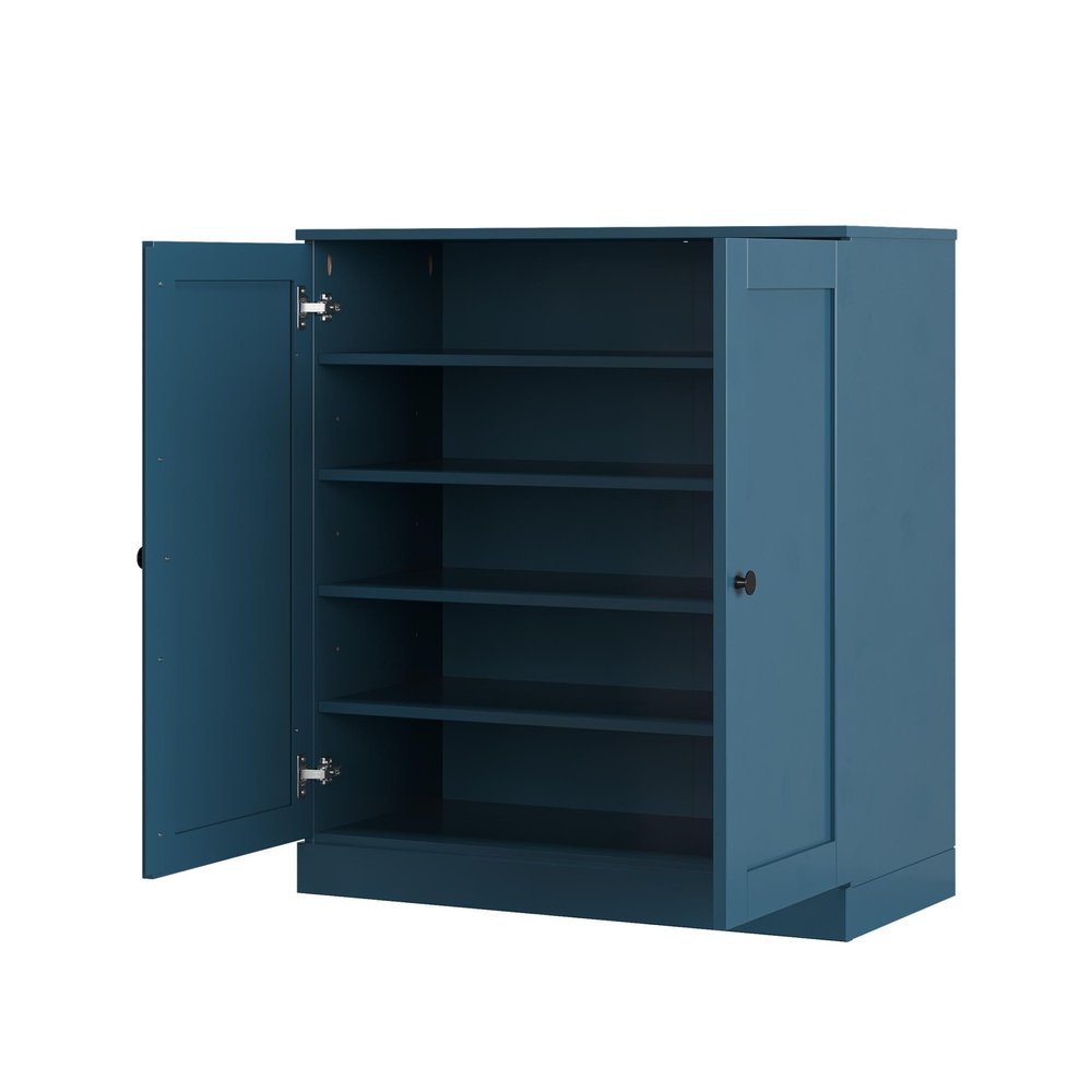 Teal Blue Twenty Pair Solid WoodShoe Storage Cabinet HomeRoots