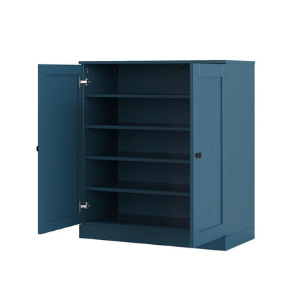 Teal Blue Twenty Pair Solid WoodShoe Storage Cabinet HomeRoots