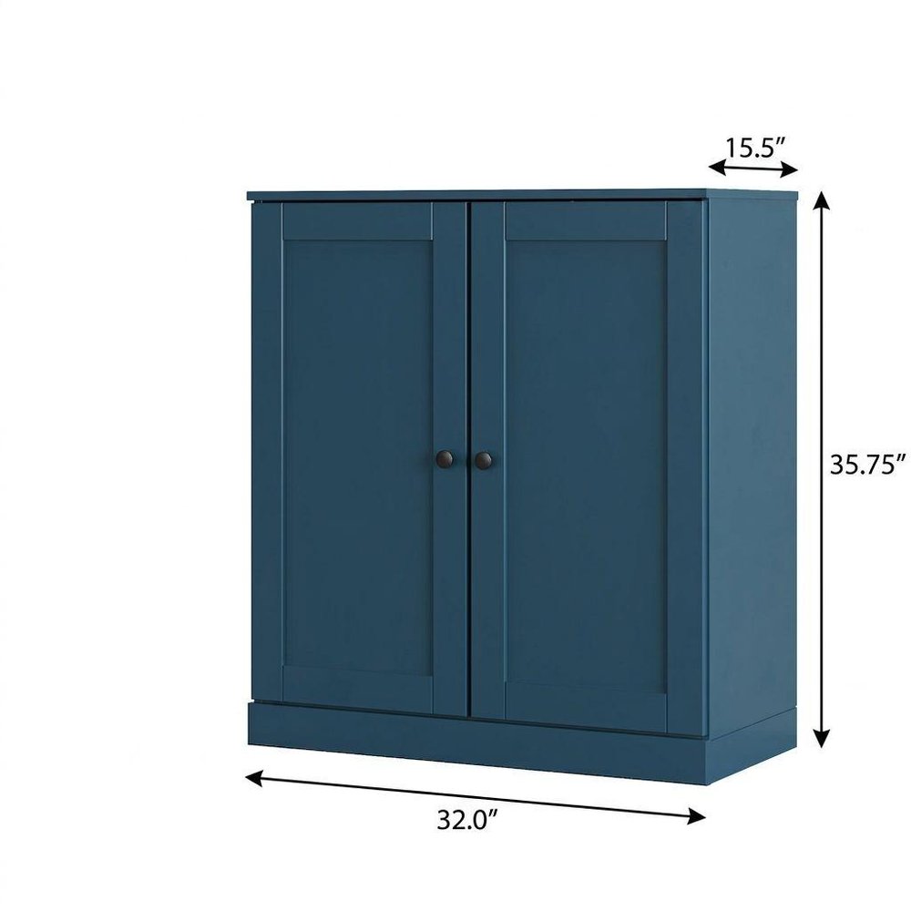 Teal Blue Twenty Pair Solid WoodShoe Storage Cabinet — view 4