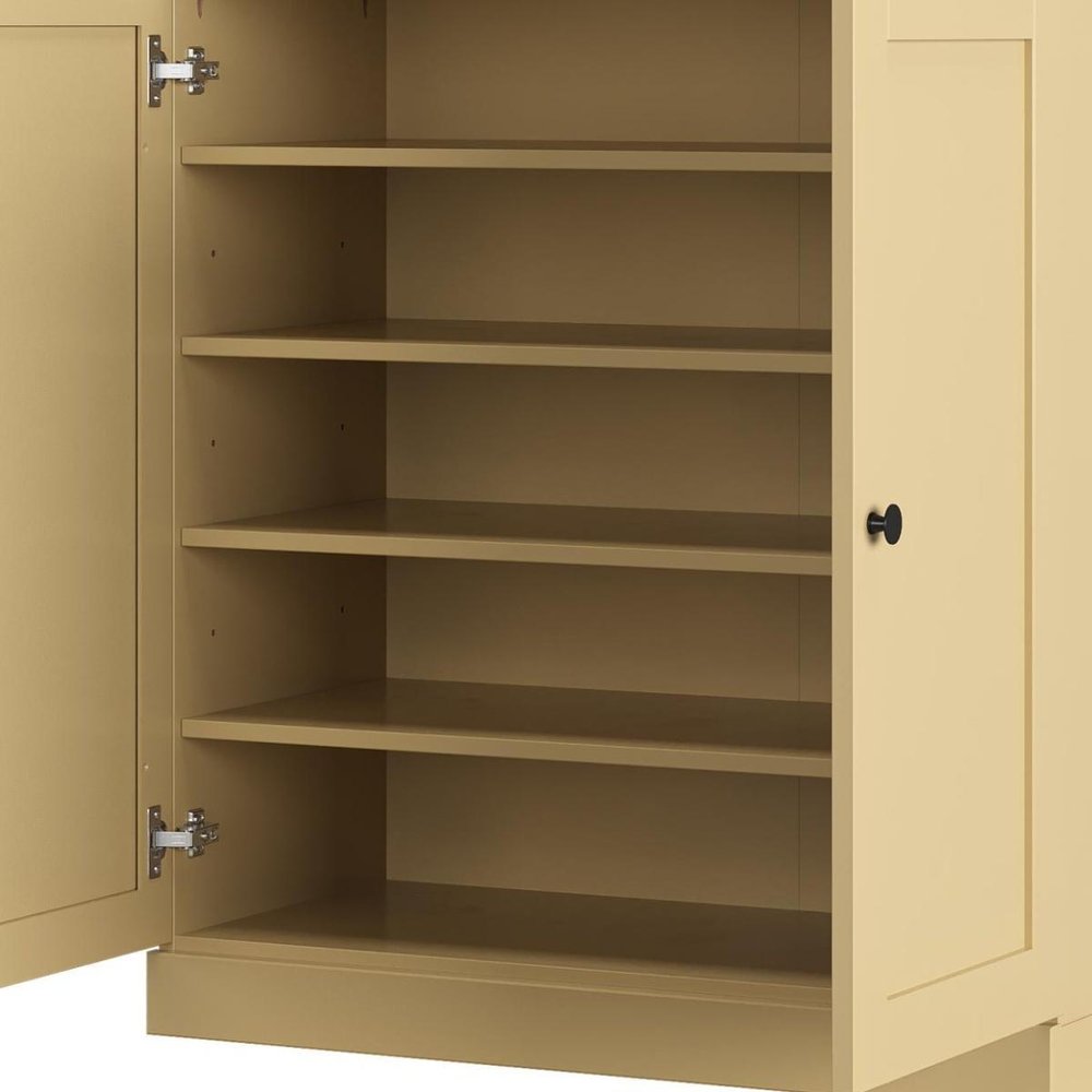Yellow Twenty Pair Solid WoodShoe Storage Cabinet — view 4