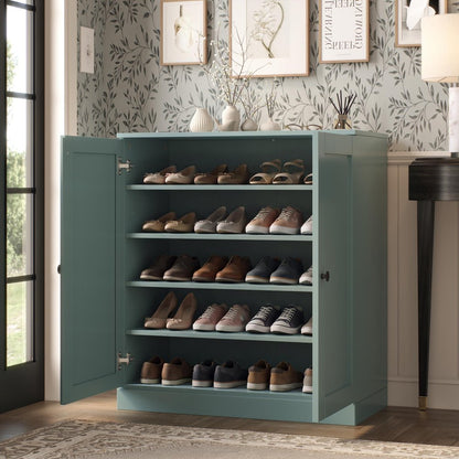 Aqua Twenty Pair Solid WoodShoe Storage Cabinet HomeRoots