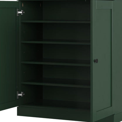 Green Twenty Pair Solid WoodShoe Storage Cabinet