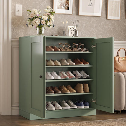 Sage Twenty Pair Solid WoodShoe Storage Cabinet HomeRoots