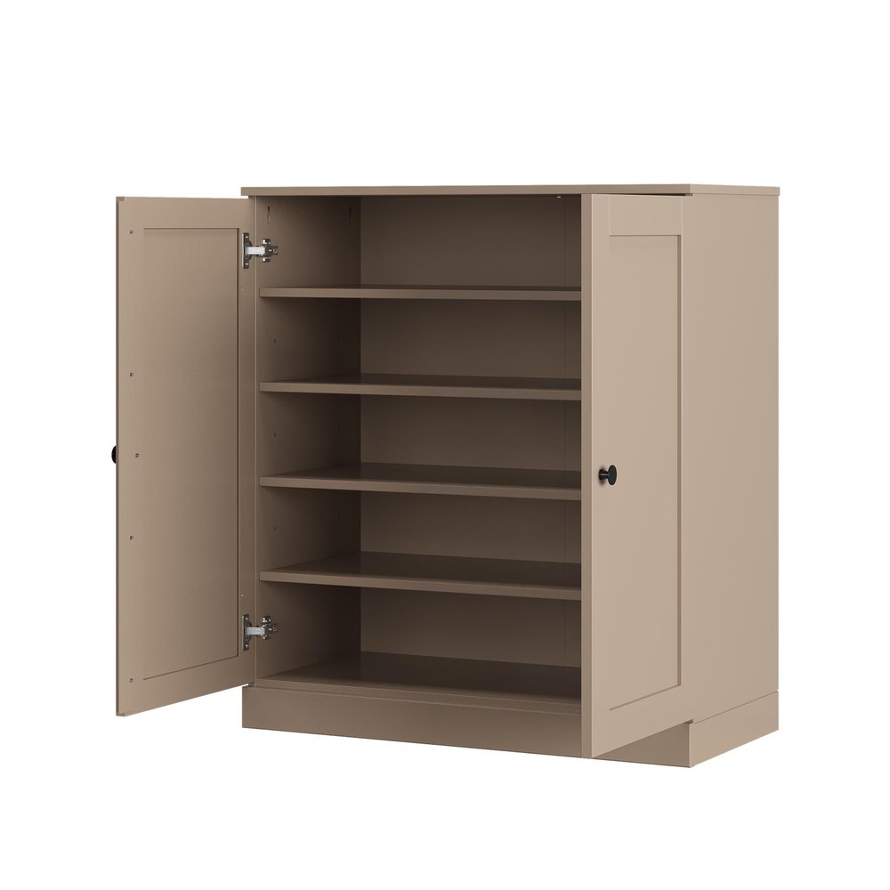 Beige Twenty Pair Solid WoodShoe Storage Cabinet — view 2