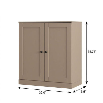 Beige Twenty Pair Solid WoodShoe Storage Cabinet