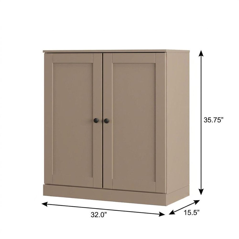 Beige Twenty Pair Solid WoodShoe Storage Cabinet — view 3