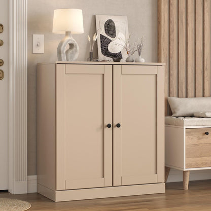 Beige Twenty Pair Solid WoodShoe Storage Cabinet HomeRoots