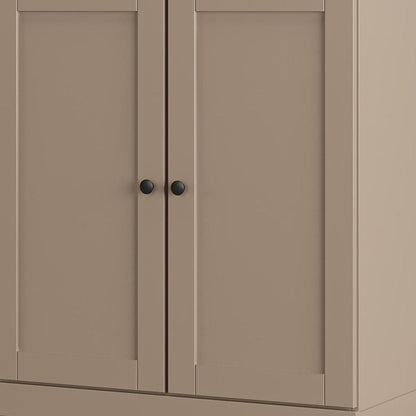 Beige Twenty Pair Solid WoodShoe Storage Cabinet