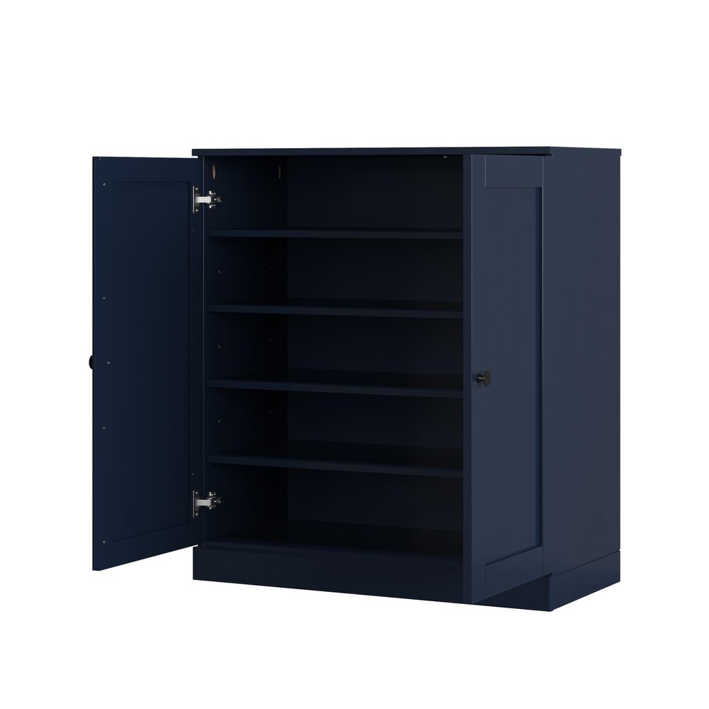 Navy Blue Twenty Pair Solid WoodShoe Storage Cabinet — view 2