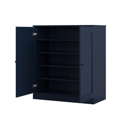 Navy Blue Twenty Pair Solid WoodShoe Storage Cabinet HomeRoots