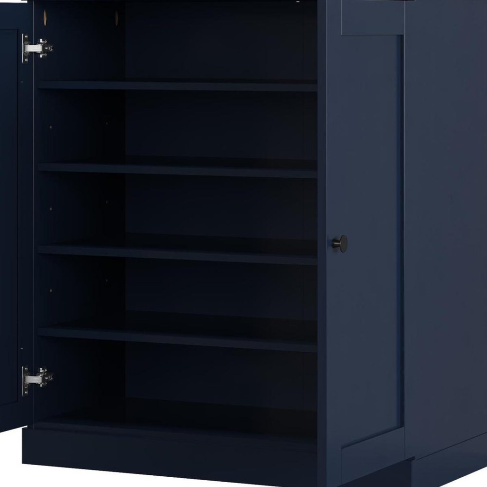 Navy Blue Twenty Pair Solid WoodShoe Storage Cabinet — view 6