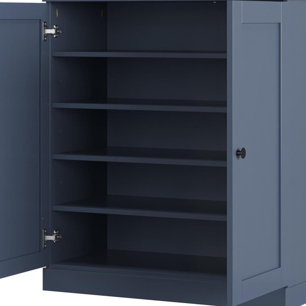 French Blue Twenty Pair Solid WoodShoe Storage Cabinet HomeRoots
