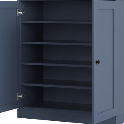 French Blue Twenty Pair Solid WoodShoe Storage Cabinet HomeRoots