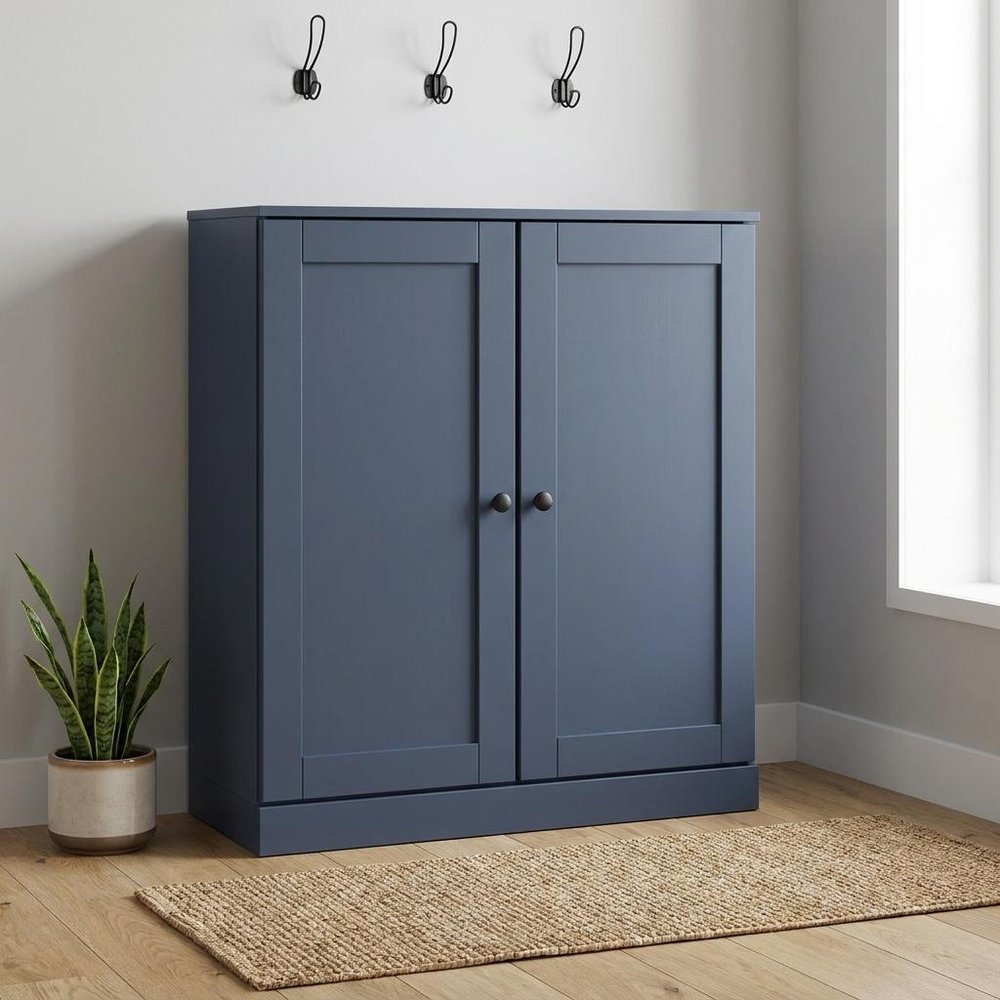French Blue Twenty Pair Solid WoodShoe Storage Cabinet HomeRoots