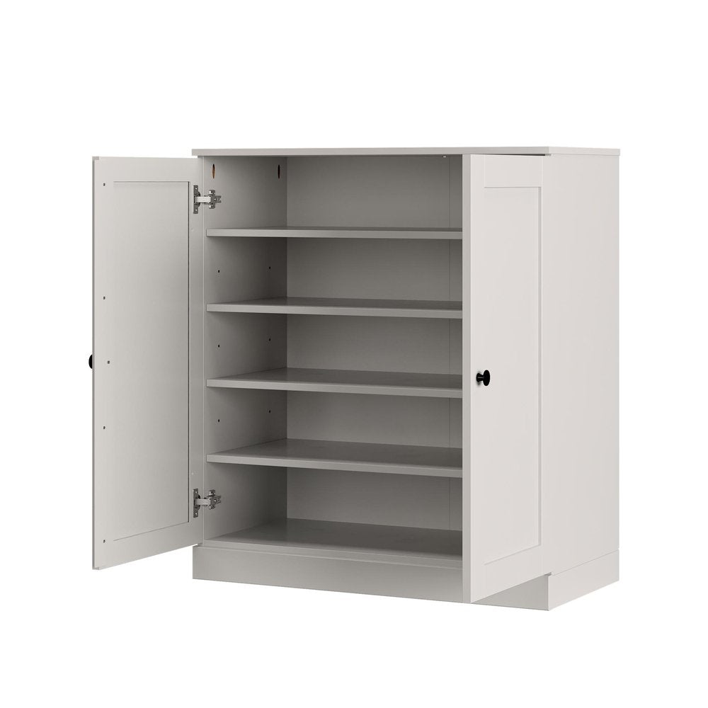 Off White Twenty Pair Solid WoodShoe Storage Cabinet — view 2