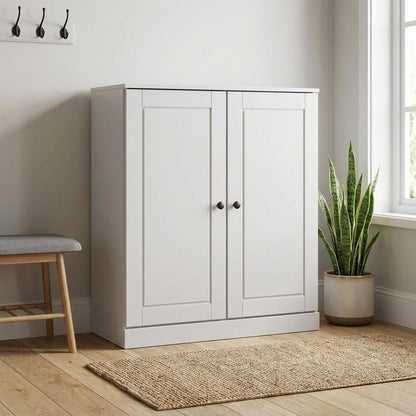 White Twenty Pair Solid WoodShoe Storage Cabinet HomeRoots