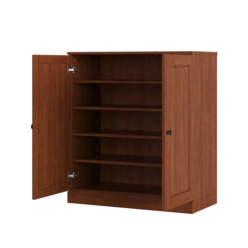 Coffee Twenty Pair Solid WoodShoe Storage Cabinet HomeRoots