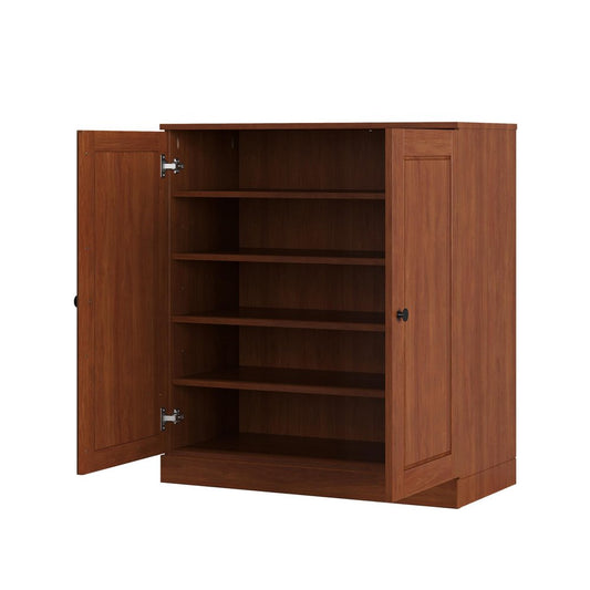 Coffee Twenty Pair Solid WoodShoe Storage Cabinet