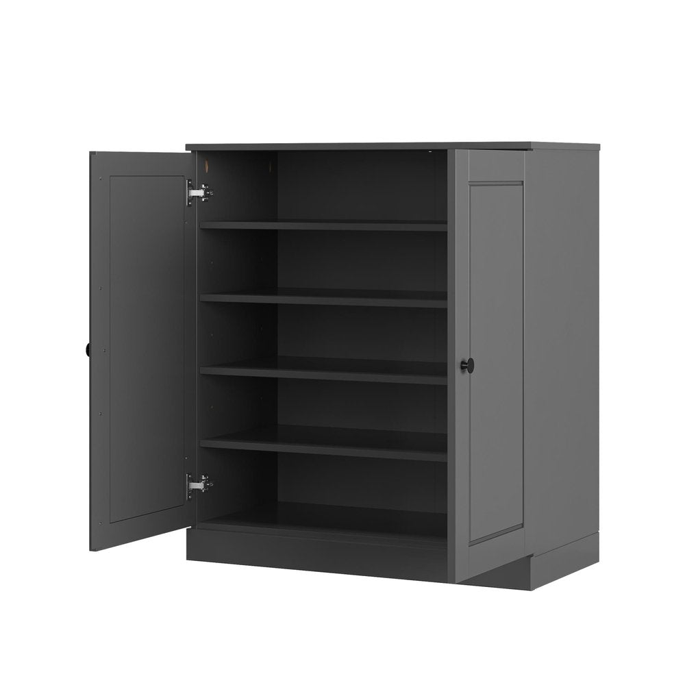 Gray Twenty Pair Solid WoodShoe Storage Cabinet — view 2