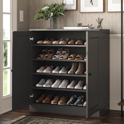 Gray Twenty Pair Solid WoodShoe Storage Cabinet HomeRoots