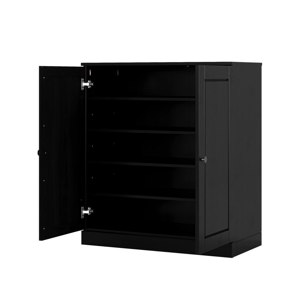 Black Twenty Pair Solid WoodShoe Storage Cabinet HomeRoots